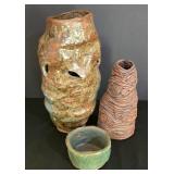 LL-ST - Handcrafted Pottery Vessels (Lot of 3)