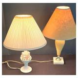 LL-ST - Table Lamps Pair Porcelain & Glass Japan Mark