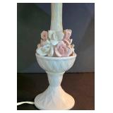 LL-ST - Table Lamps Pair Porcelain & Glass Japan Mark