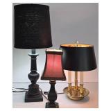 LL-ST - Table Lamps (Lot of 3) Black & Brass