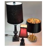 LL-ST - Table Lamps (Lot of 3) Black & Brass