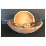 K - Vintage Wooden Bowl Set Tree Spirit Mixed Lot