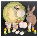 K - Easter Decor Mixed Lot the Mane Lion Platter Artline Rabbit Figures & Spreaders