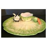 K - Easter Decor Mixed Lot the Mane Lion Platter Artline Rabbit Figures & Spreaders
