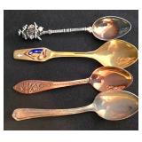 K - Collector Spoons - Vintage Wooden Wall Rack With Assorted Souvenir Spoons