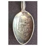 K - Collector Spoons - Vintage Wooden Wall Rack With Assorted Souvenir Spoons