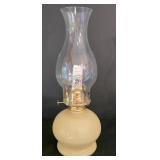 K - Vintage Oil Lamps Pair Deer Ceramic & Glass Hurricane Lamps