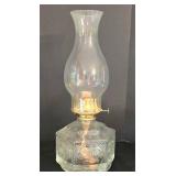 K - Vintage Oil Lamps Pair Deer Ceramic & Glass Hurricane Lamps