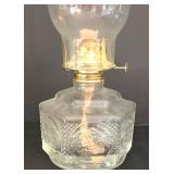 K - Vintage Oil Lamps Pair Deer Ceramic & Glass Hurricane Lamps
