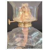 K - Vintage Oil Lamps Pair Deer Ceramic & Glass Hurricane Lamps