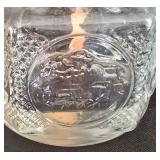K - Vintage Oil Lamps Pair Deer Ceramic & Glass Hurricane Lamps