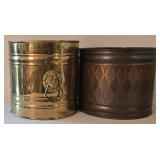 K - Copper & Brass Planters, Pitcher, Basket & Pan Mixed Lot (6 Pieces)