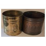 K - Copper & Brass Planters, Pitcher, Basket & Pan Mixed Lot (6 Pieces)