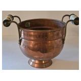 K - Copper & Brass Planters, Pitcher, Basket & Pan Mixed Lot (6 Pieces)