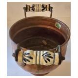 K - Copper & Brass Planters, Pitcher, Basket & Pan Mixed Lot (6 Pieces)