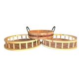 K - Wood Lazy Susan Set With Basket (Lot of 3)