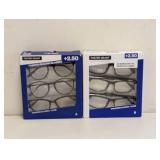 (2) NEW FOSTER GRANT +2.50 READING GLASSES 3PK