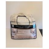 FRYE 3PC FAUX FUR COMFORTER SET QUEEN CREAM