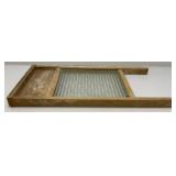 Vintage Atlantic No.510 Washboard With Glass 12 1/2" x 24" (Glass Has Small Crack In Corner)
