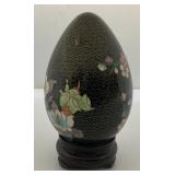 Vintage 7 1/2" Cloisonne Gold Gilt Easter Egg With Stand