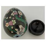 Vintage 7 1/2" Cloisonne Gold Gilt Easter Egg With Stand