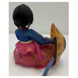 Vintage Collectible Korean Big Eyes Bradley Style Silk Doll On Base 6" x 6 1/2"