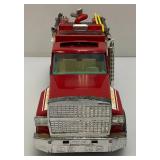 Two Vintage Plastic Fire Trucks Including Nylint 16" And One Battery Operated 20"
