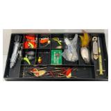 Vintage PLANO Marbled Plastic Tackle Box With Misc. Tackle
