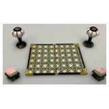 Collectible Miniature Dynasty Hina Dolls Set Tabletop Ceramic Decoration Japanese Display Set 4" x 5"