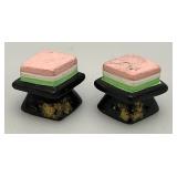 Collectible Miniature Dynasty Hina Dolls Set Tabletop Ceramic Decoration Japanese Display Set 4" x 5"