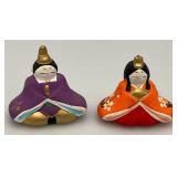 Collectible Miniature Dynasty Hina Dolls Set Tabletop Ceramic Decoration Japanese Display Set 4" x 5"