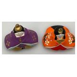 Collectible Miniature Dynasty Hina Dolls Set Tabletop Ceramic Decoration Japanese Display Set 4" x 5"