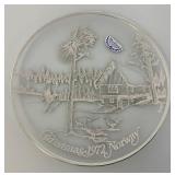 Vintage Limited Edition 1/2500 Collectible 1972 Christmas Norway Sterling Silver On Crystal Plate In original Box