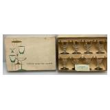8 Mid-Century Libbey Crystal B&O Baltimore Ohio Railroad Footed Cocktail Glasses In Original Box