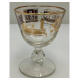 8 Mid-Century Libbey Crystal B&O Baltimore Ohio Railroad Footed Cocktail Glasses In Original Box