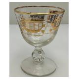 8 Mid-Century Libbey Crystal B&O Baltimore Ohio Railroad Footed Cocktail Glasses In Original Box
