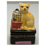 Misc. Vintage Collectible Cat Items Including Trinket Boxes And More