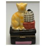 Misc. Vintage Collectible Cat Items Including Trinket Boxes And More
