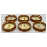 Vintage Mid-Century 11" Bamboo Serving Tray And Coasters With Mounted Butterflies