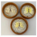 Vintage Mid-Century 11" Bamboo Serving Tray And Coasters With Mounted Butterflies