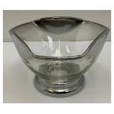 Vintage Anchor Hocking Silver Hombre Faded Silver Gray Glass Chip And Dip Bowl Set 6" x 10" Chip Bowl And 5" x 3" Dip Bowl