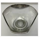 Vintage Anchor Hocking Silver Hombre Faded Silver Gray Glass Chip And Dip Bowl Set 6" x 10" Chip Bowl And 5" x 3" Dip Bowl