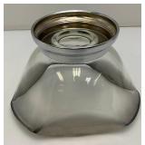 Vintage Anchor Hocking Silver Hombre Faded Silver Gray Glass Chip And Dip Bowl Set 6" x 10" Chip Bowl And 5" x 3" Dip Bowl