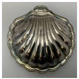 Vintage Silver Plated Scallop Sea Shell Butter Dish 2" x 5" x 5"