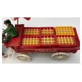 Vintage Cast Iron Coca-Cola Horse-Drawn Wagon 14"