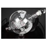Glass Globe Decanter Set With 4 Etched Glasses