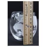 Glass Globe Decanter Set With 4 Etched Glasses