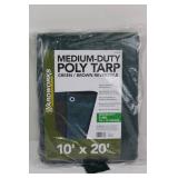 Yardworks Medium-Duty Poly Tarp 10 Ft X 20 Ft Reversible Green Brown