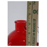 Red Glass Pitcher With Clear Handle 6" Tall