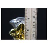 Pair of Silver and Gold Decorative Glass Vases 8" Tall